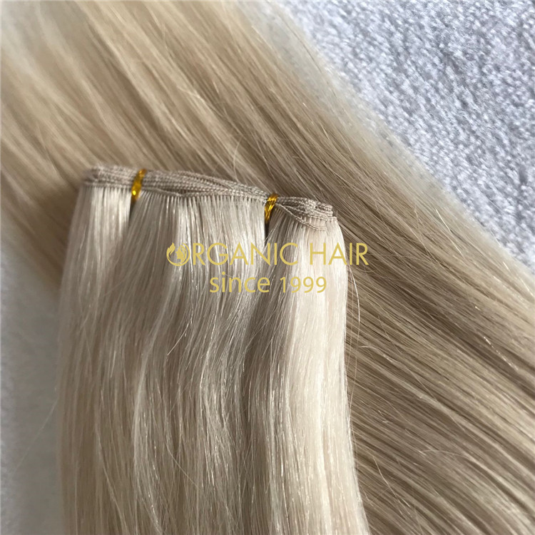 Human full cuticle hair hand tied wefts blonde color X202